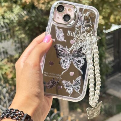 قاب butterfly آینه ای با محافظ لنز رینگی و آویز چسبی (کدC1804)