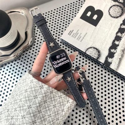 بند اپل واچ Chanel زنجیر کارتیر 2 دور  (کدw5004)