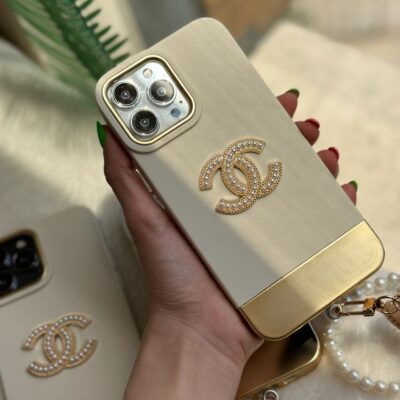 قاب Gold Chanel با آویز مرواریدی (کدC1265)